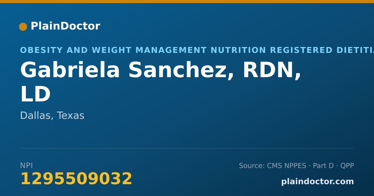 Shareable card for Gabriela Sanchez, RDN, LD - Obesity and Weight Management Nutrition Registered Dietitian, Dallas, TX