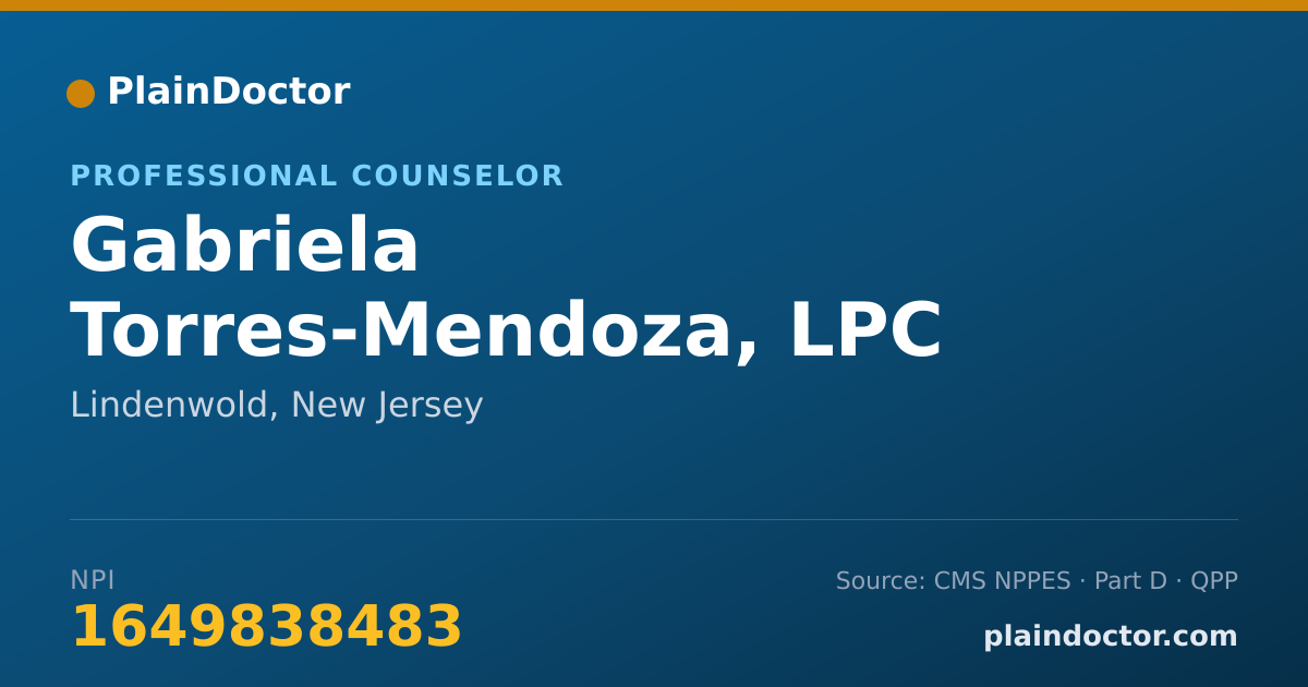 Shareable card for Gabriela Torres-Mendoza, LPC - Professional Counselor, Lindenwold, NJ