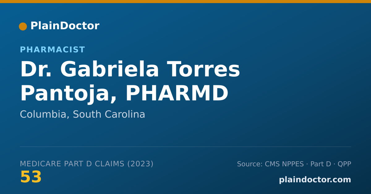 Shareable card for Gabriela Torres Pantoja, PHARMD - Pharmacist, Columbia, SC