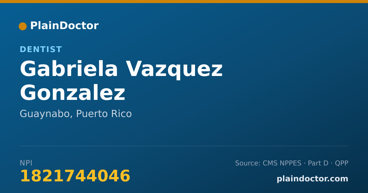 Shareable card for Gabriela Vazquez Gonzalez - Dentist, Guaynabo, PR