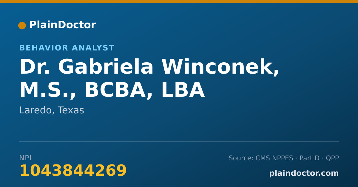 Shareable card for Gabriela Winconek, M.S., BCBA, LBA - Behavior Analyst, Laredo, TX