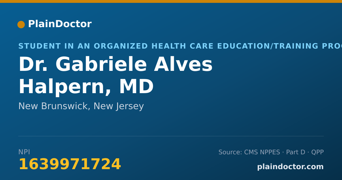 Shareable card for Gabriele Alves Halpern, MD - Student in an Organized Health Care Education/Training Program, New Brunswick, NJ