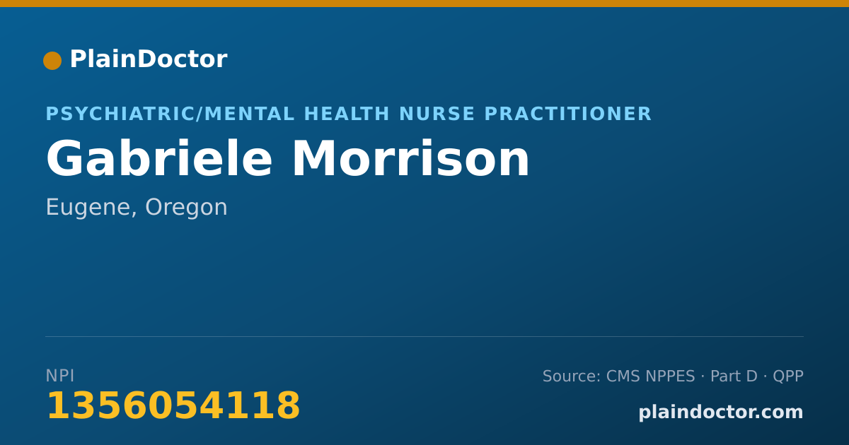 Shareable card for Gabriele Morrison - Psychiatric/Mental Health Nurse Practitioner, Eugene, OR