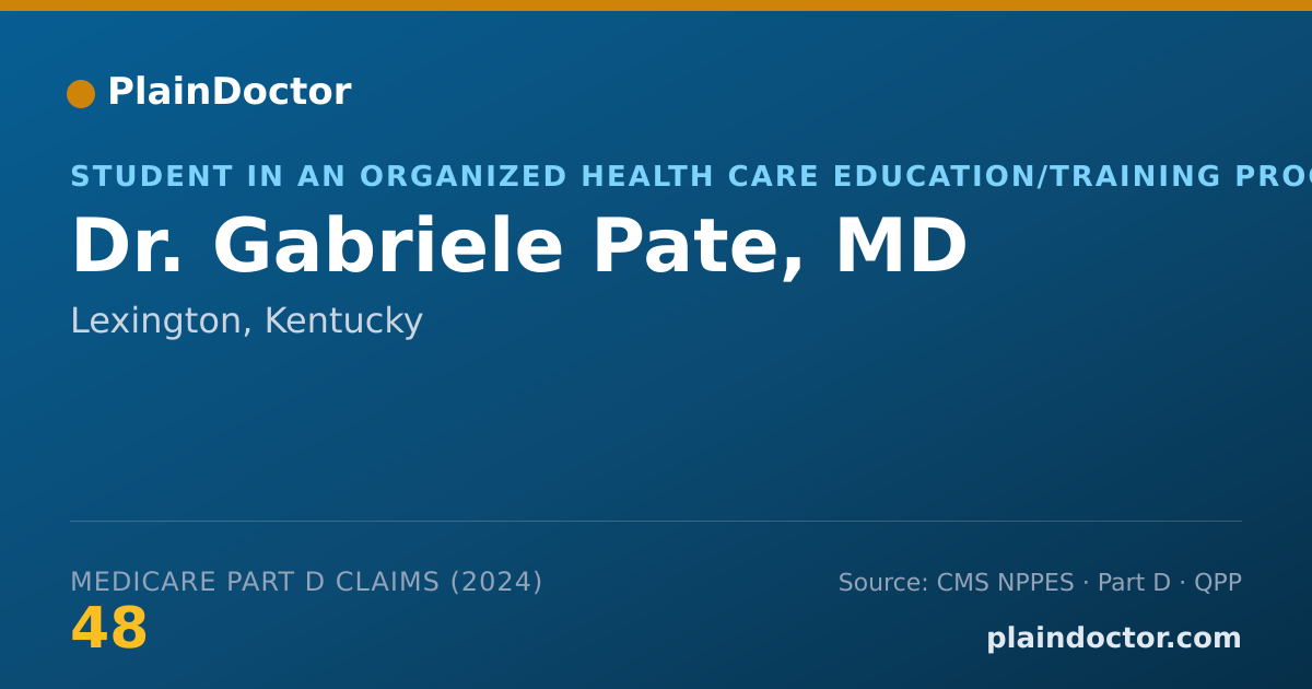 Shareable card for Gabriele Pate, MD - Student in an Organized Health Care Education/Training Program, Lexington, KY