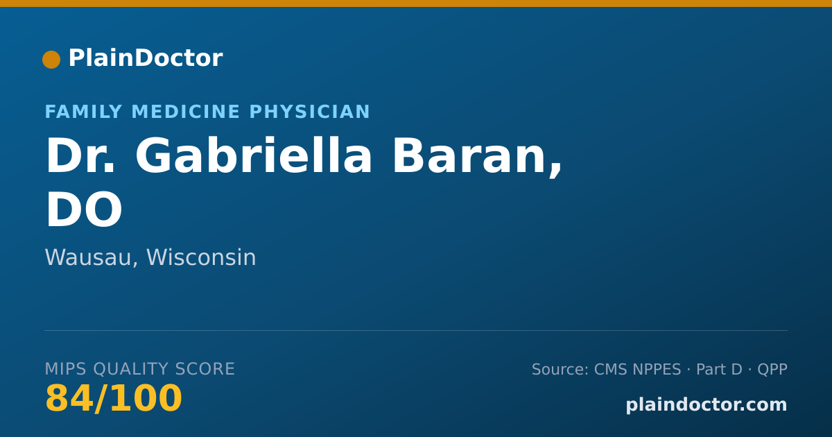 Shareable card for Gabriella Baran, DO - Family Medicine Physician, Wausau, WI