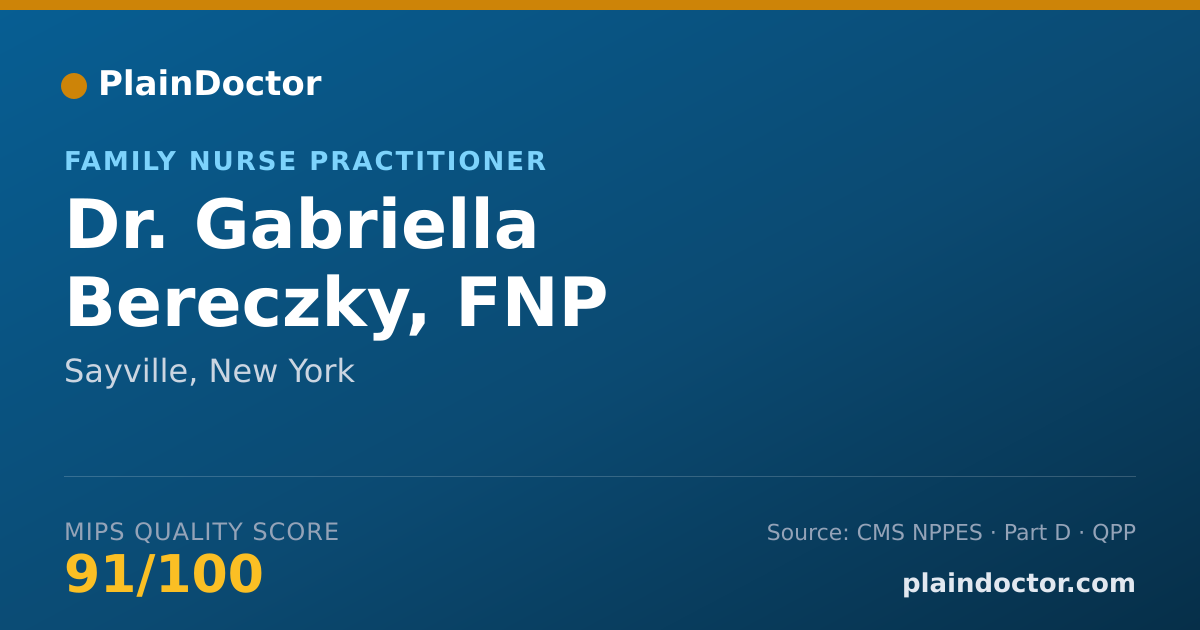 Shareable card for Gabriella Bereczky, FNP - Family Nurse Practitioner, Sayville, NY