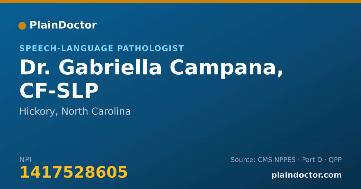 Shareable card for Gabriella Campana, CF-SLP - Speech-Language Pathologist, Hickory, NC