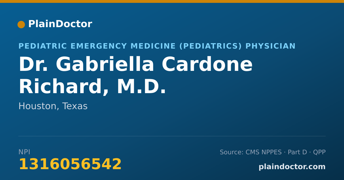 Shareable card for Gabriella Cardone Richard, M.D. - Pediatric Emergency Medicine (Pediatrics) Physician, Houston, TX