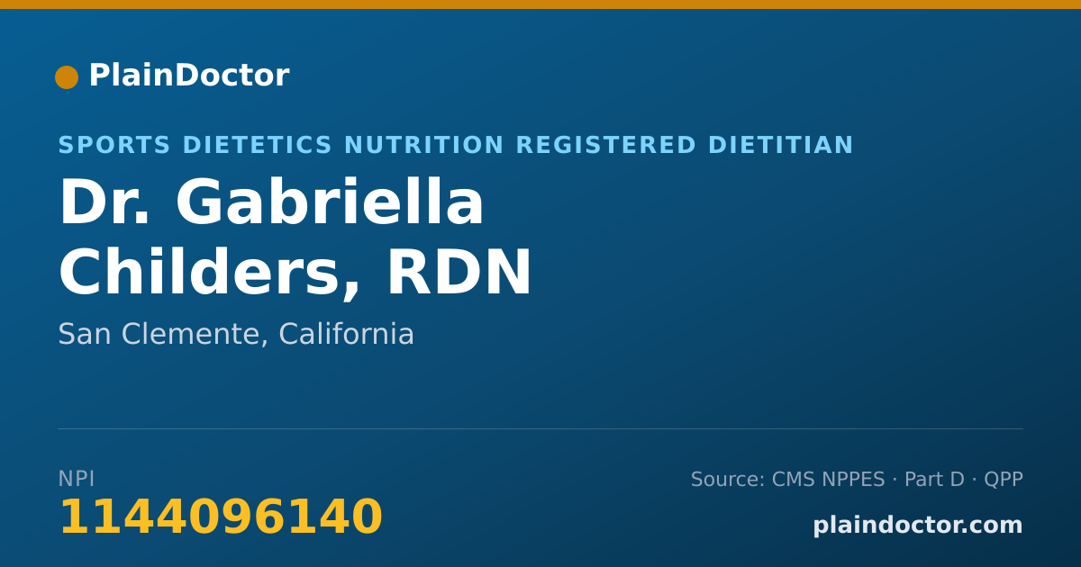 Shareable card for Gabriella Childers, RDN - Sports Dietetics Nutrition Registered Dietitian, San Clemente, CA