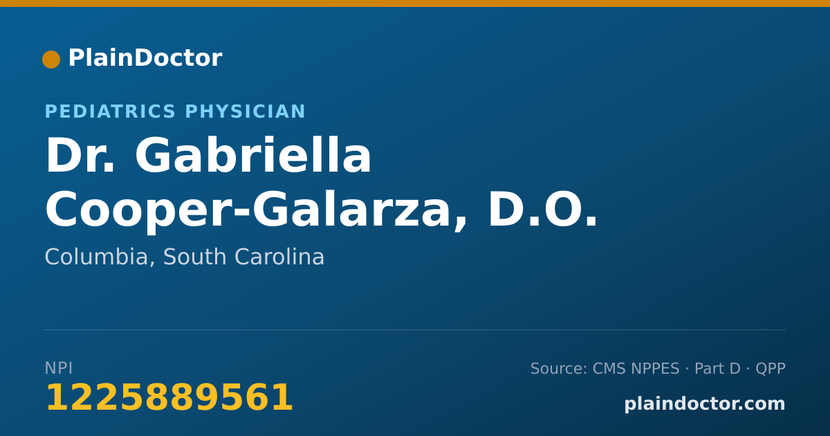 Shareable card for Gabriella Cooper-Galarza, D.O. - Pediatrics Physician, Columbia, SC