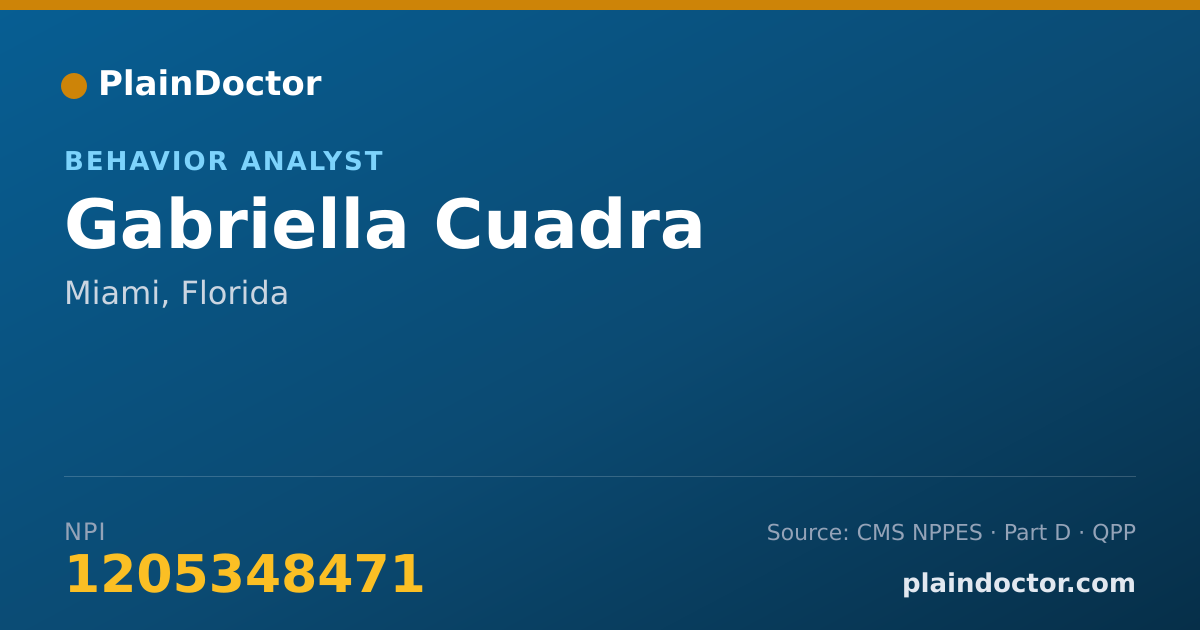 Shareable card for Gabriella Cuadra - Behavior Analyst, Miami, FL