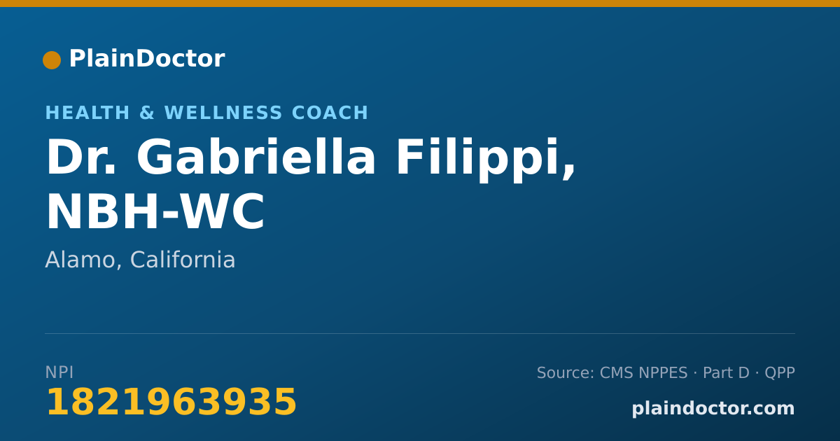 Shareable card for Gabriella Filippi, NBH-WC - Health & Wellness Coach, Alamo, CA