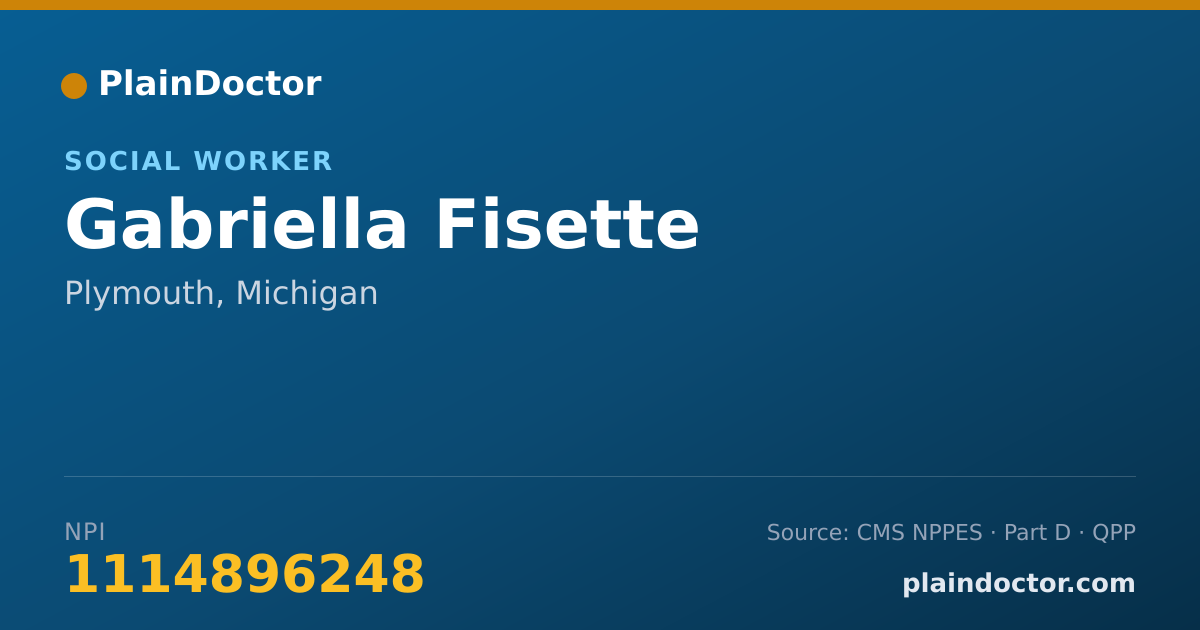 Shareable card for Gabriella Fisette - Social Worker, Plymouth, MI