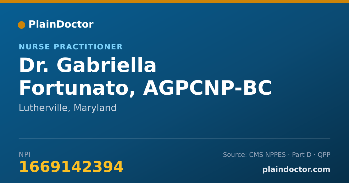 Shareable card for Gabriella Fortunato, AGPCNP-BC - Nurse Practitioner, Lutherville, MD