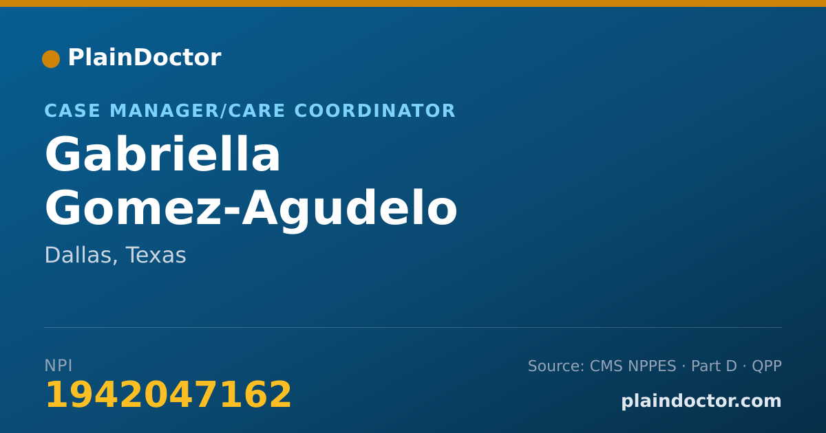 Shareable card for Gabriella Gomez-Agudelo - Case Manager/Care Coordinator, Dallas, TX