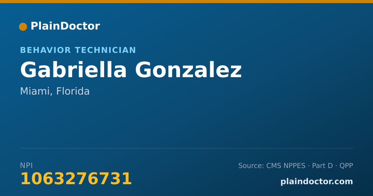 Shareable card for Gabriella Gonzalez - Behavior Technician, Miami, FL