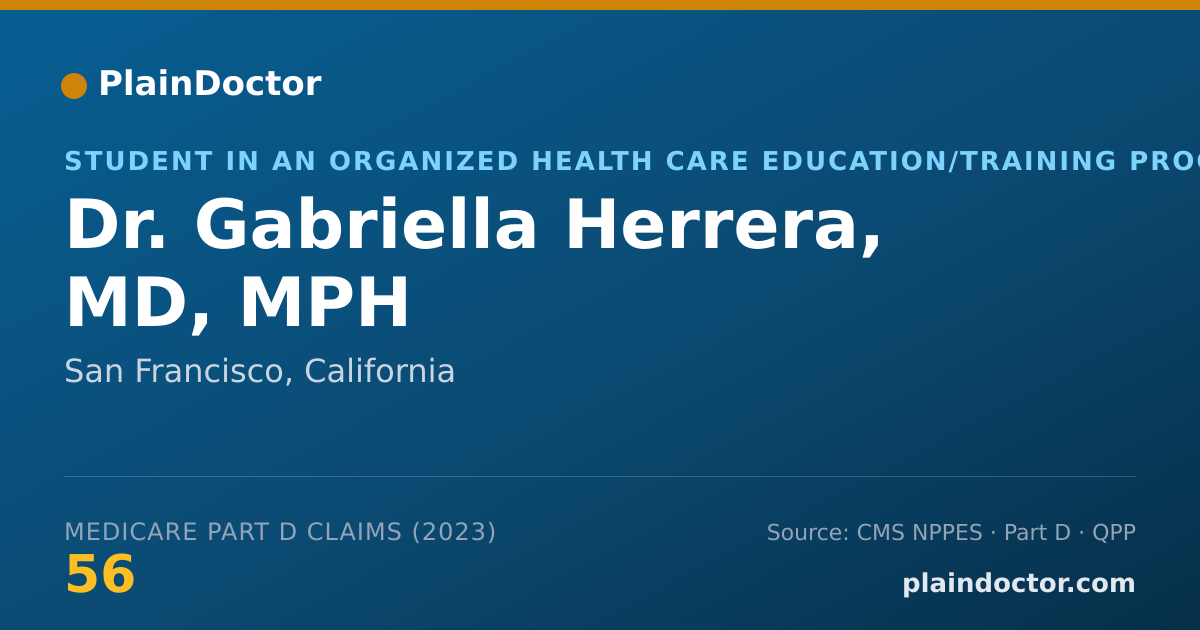 Shareable card for Gabriella Herrera, MD, MPH - Student in an Organized Health Care Education/Training Program, San Francisco, CA