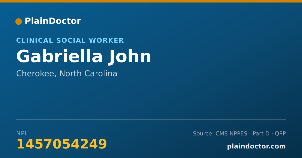 Shareable card for Gabriella John - Clinical Social Worker, Cherokee, NC