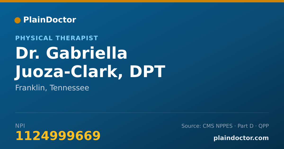 Shareable card for Gabriella Juoza-Clark, DPT - Physical Therapist, Franklin, TN