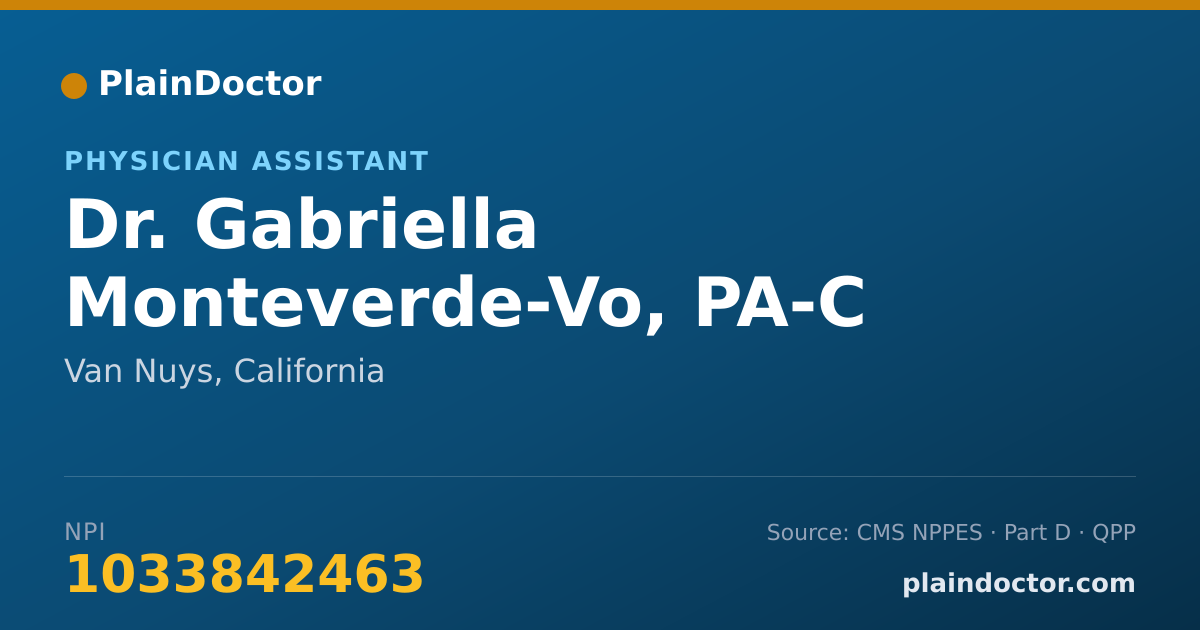 Shareable card for Gabriella Monteverde-Vo, PA-C - Physician Assistant, Van Nuys, CA