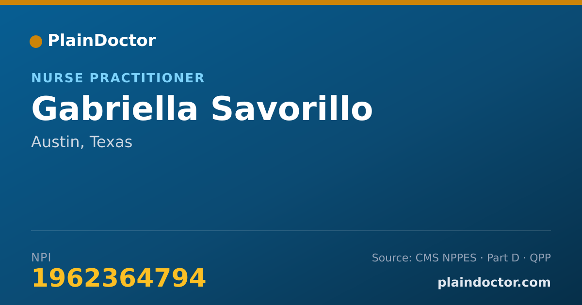 Shareable card for Gabriella Savorillo - Nurse Practitioner, Austin, TX