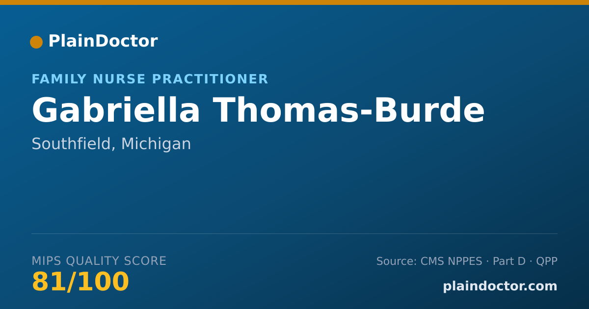 Shareable card for Gabriella Thomas-Burde - Family Nurse Practitioner, Southfield, MI