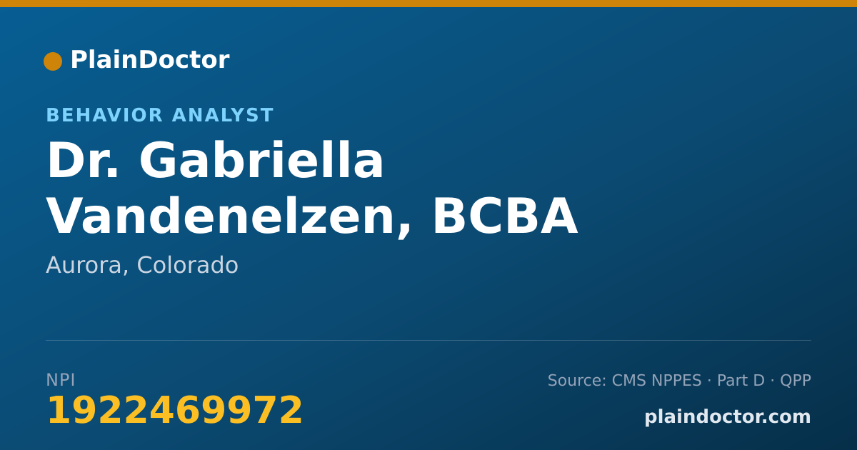 Shareable card for Gabriella Vandenelzen, BCBA - Behavior Analyst, Aurora, CO