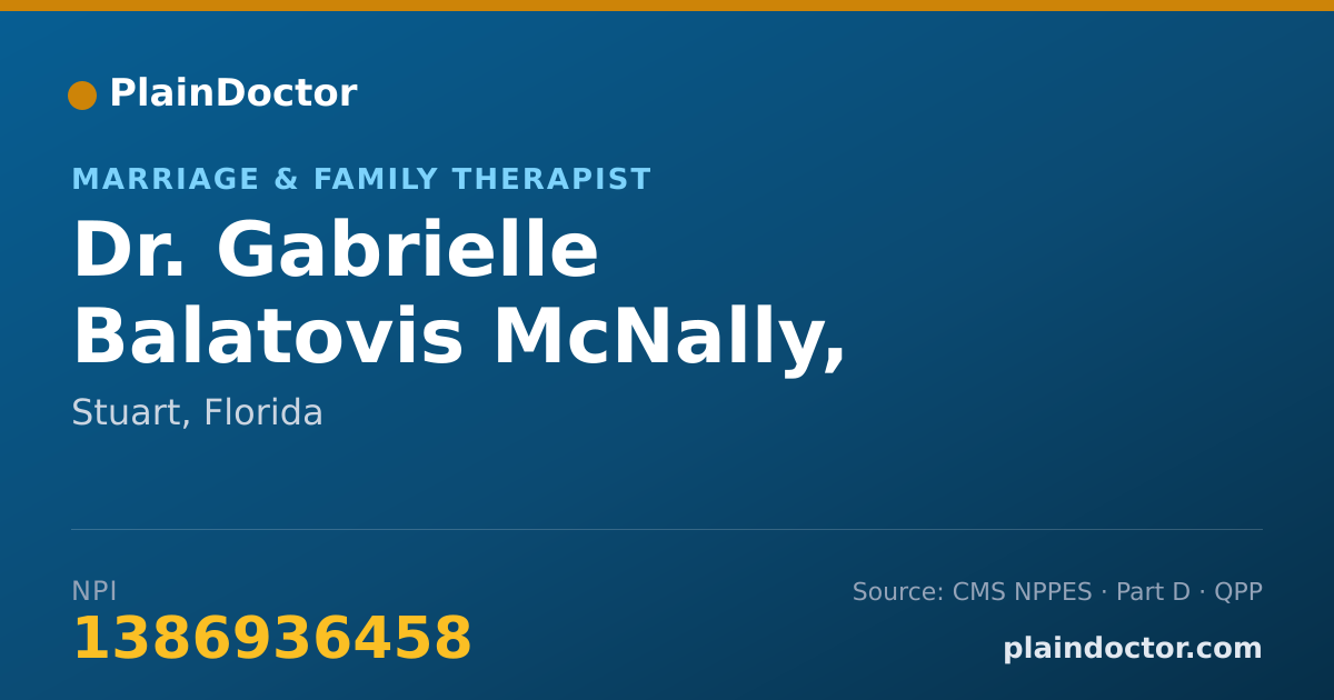 Shareable card for Gabrielle Balatovis McNally, LMFT - Marriage & Family Therapist, Stuart, FL