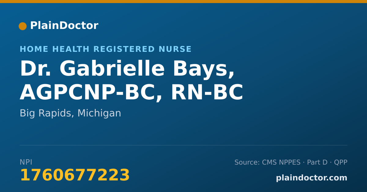 Shareable card for Gabrielle Bays, AGPCNP-BC, RN-BC - Home Health Registered Nurse, Big Rapids, MI