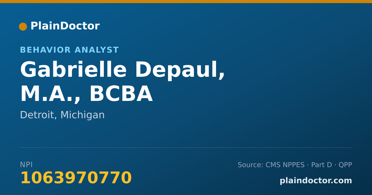 Shareable card for Gabrielle Depaul, M.A., BCBA - Behavior Analyst, Detroit, MI