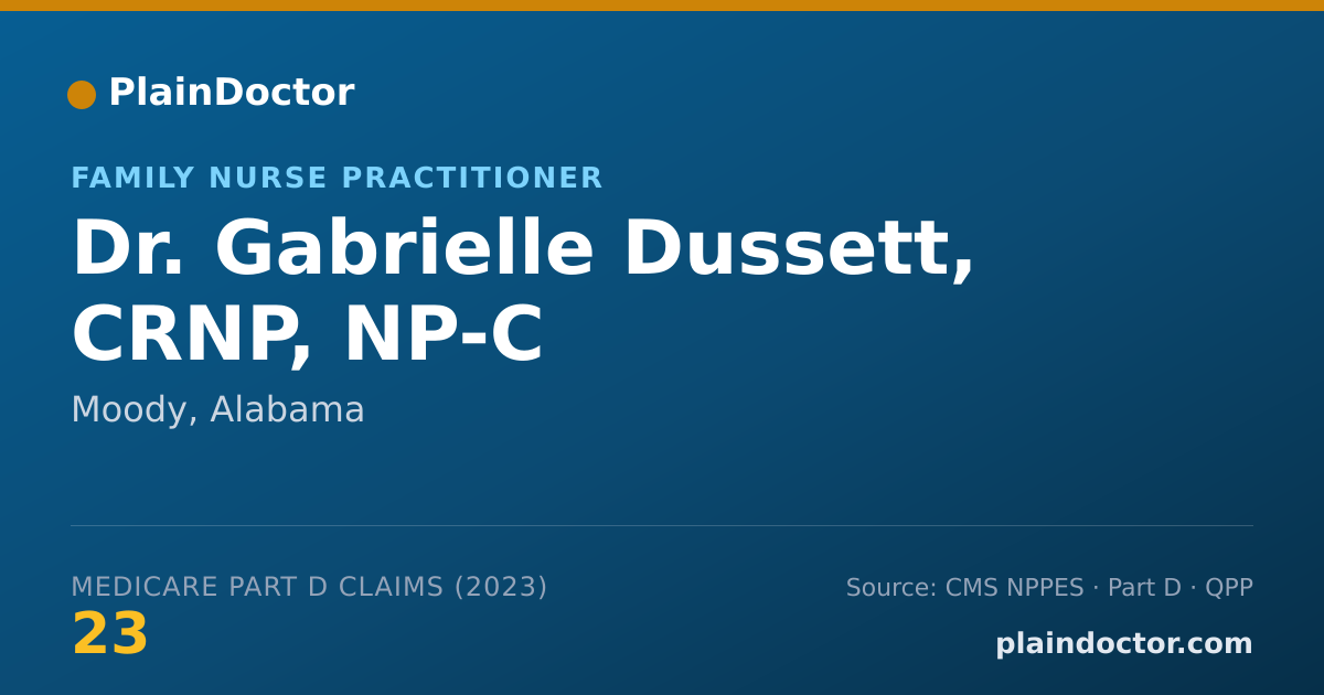 Shareable card for Gabrielle Dussett, CRNP, NP-C - Family Nurse Practitioner, Moody, AL