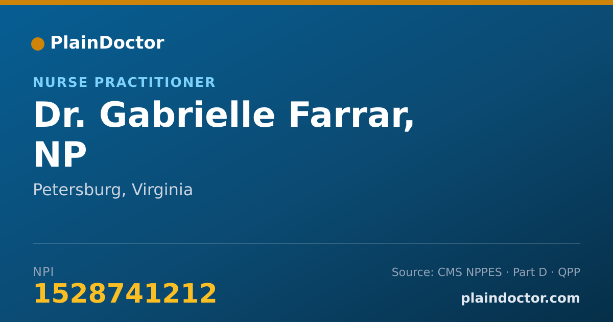 Shareable card for Gabrielle Farrar, NP - Nurse Practitioner, Petersburg, VA