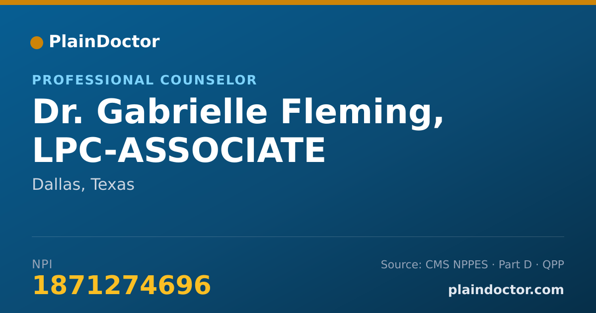 Shareable card for Gabrielle Fleming, LPC-ASSOCIATE - Professional Counselor, Dallas, TX