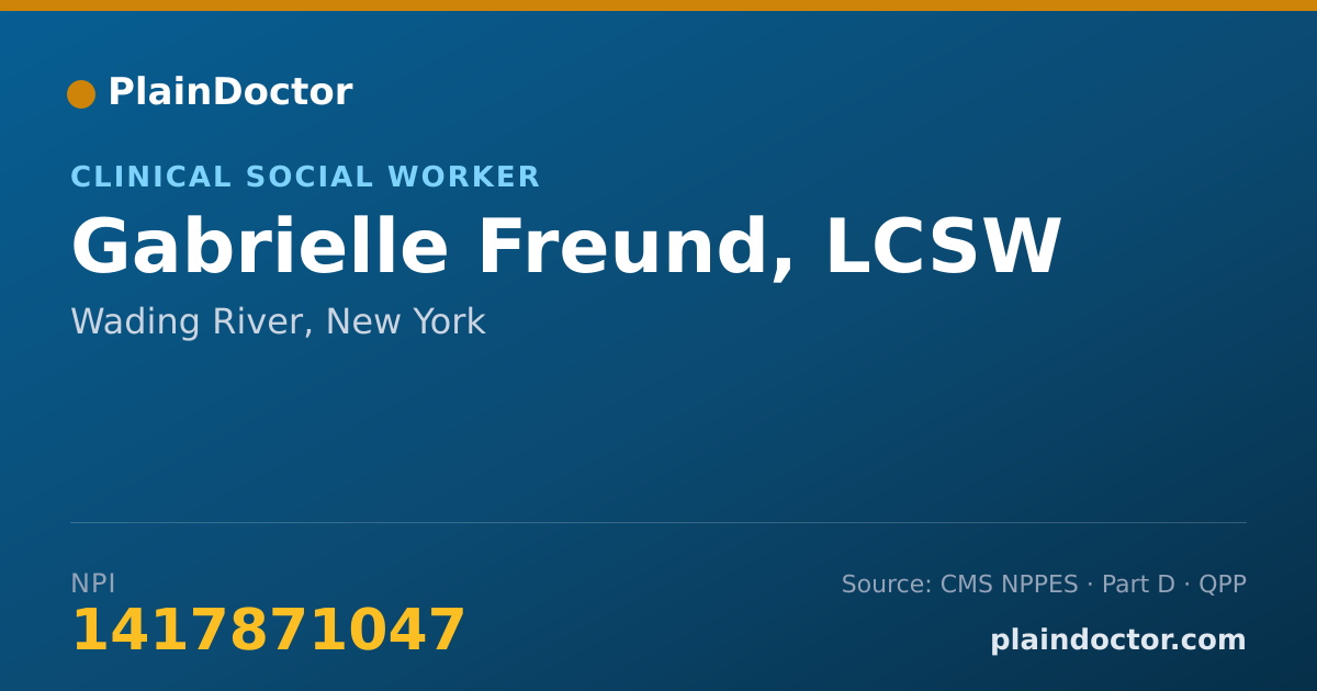 Shareable card for Gabrielle Freund, LCSW - Clinical Social Worker, Wading River, NY