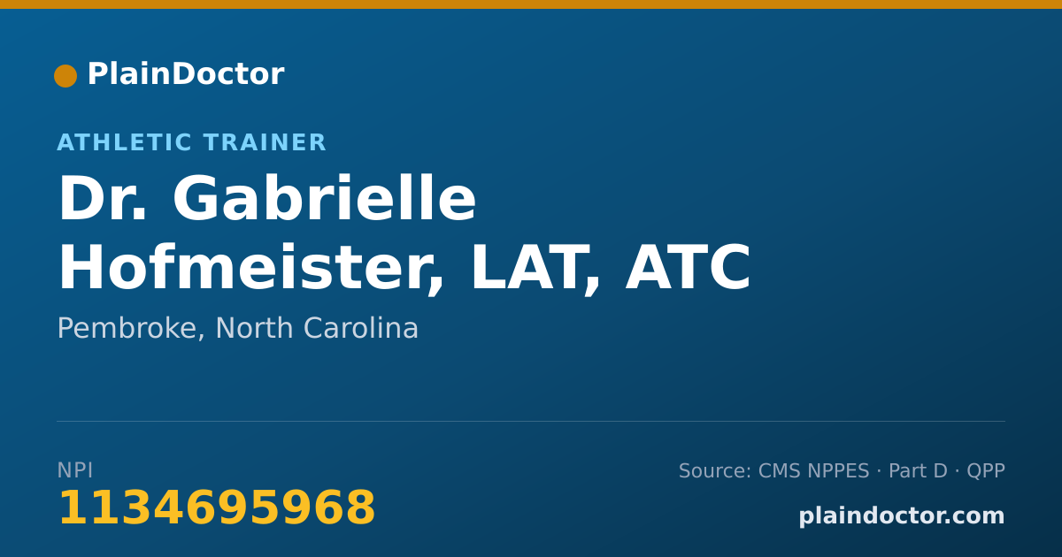 Shareable card for Gabrielle Hofmeister, LAT, ATC - Athletic Trainer, Pembroke, NC