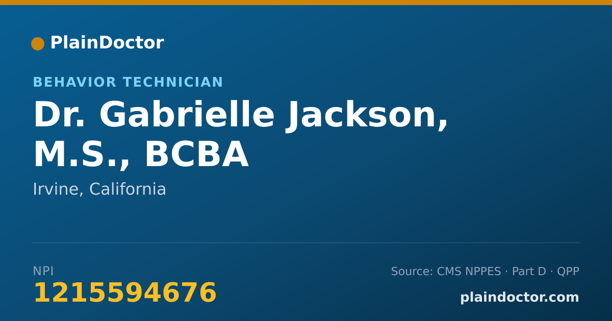 Shareable card for Gabrielle Jackson, M.S., BCBA - Behavior Technician, Irvine, CA