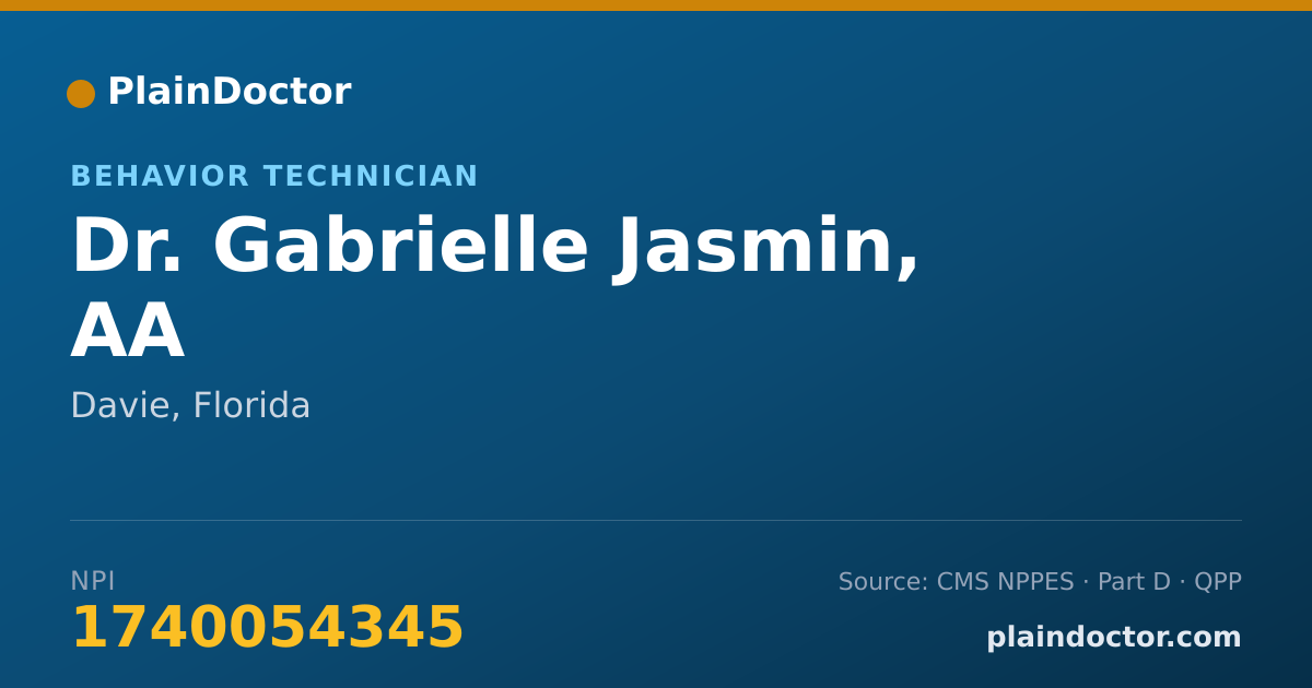 Shareable card for Gabrielle Jasmin, AA - Behavior Technician, Davie, FL
