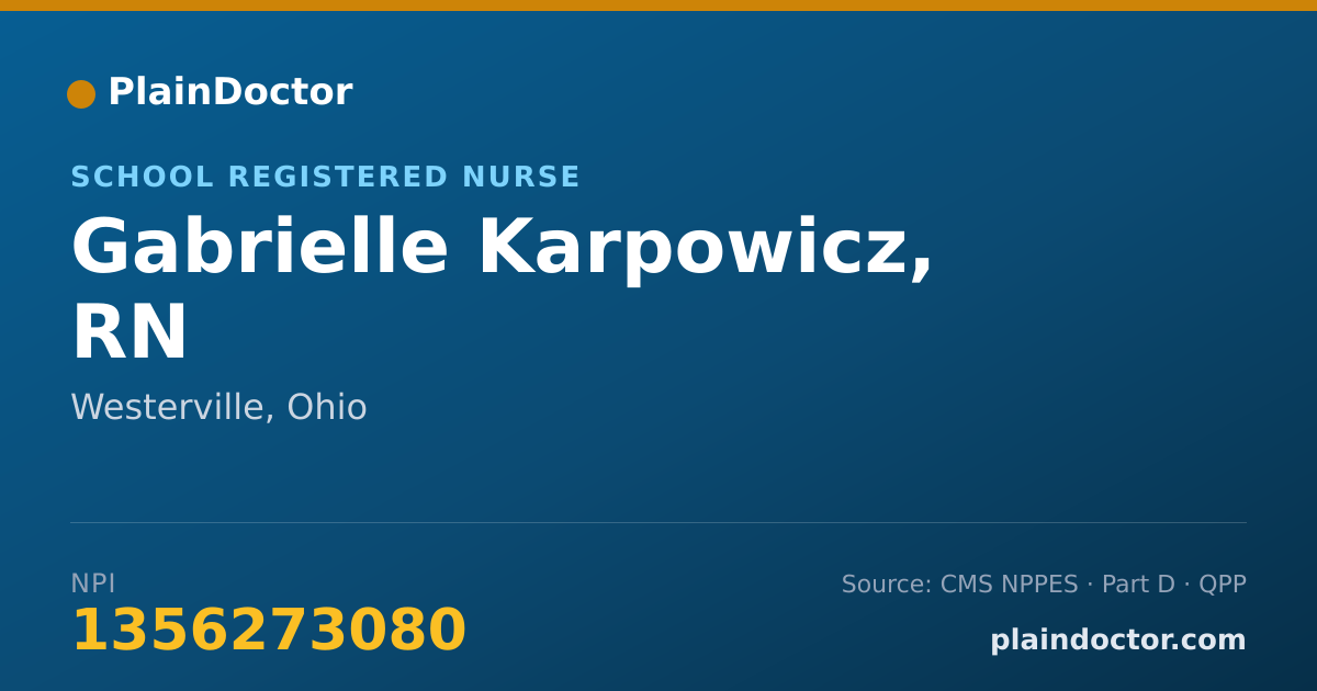 Shareable card for Gabrielle Karpowicz, RN - School Registered Nurse, Westerville, OH