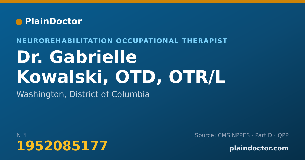 Shareable card for Gabrielle Kowalski, OTD, OTR/L - Neurorehabilitation Occupational Therapist, Washington, DC