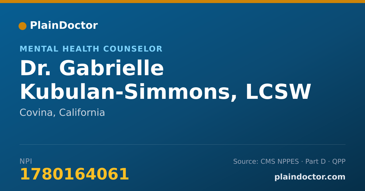 Shareable card for Gabrielle Kubulan-Simmons, LCSW - Mental Health Counselor, Covina, CA
