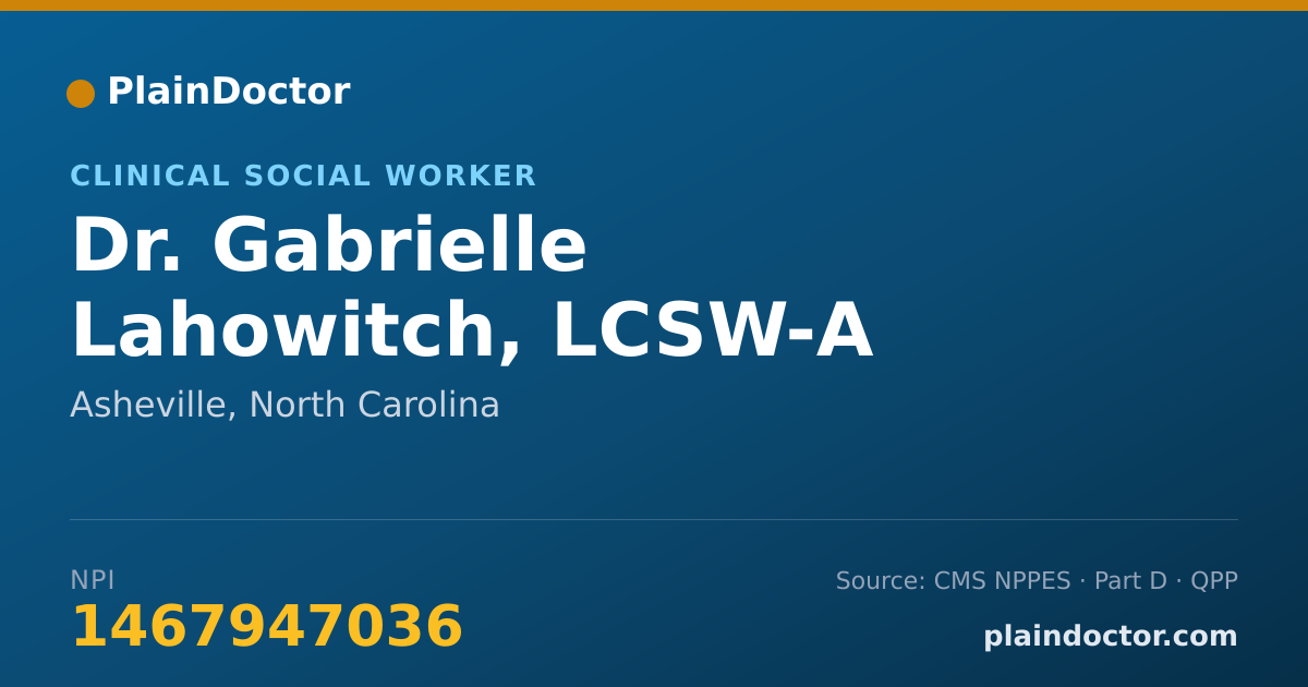 Shareable card for Gabrielle Lahowitch, LCSW-A - Clinical Social Worker, Asheville, NC