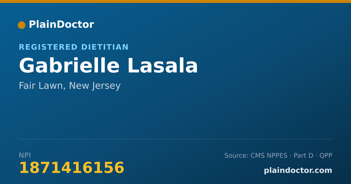 Shareable card for Gabrielle Lasala - Registered Dietitian, Fair Lawn, NJ