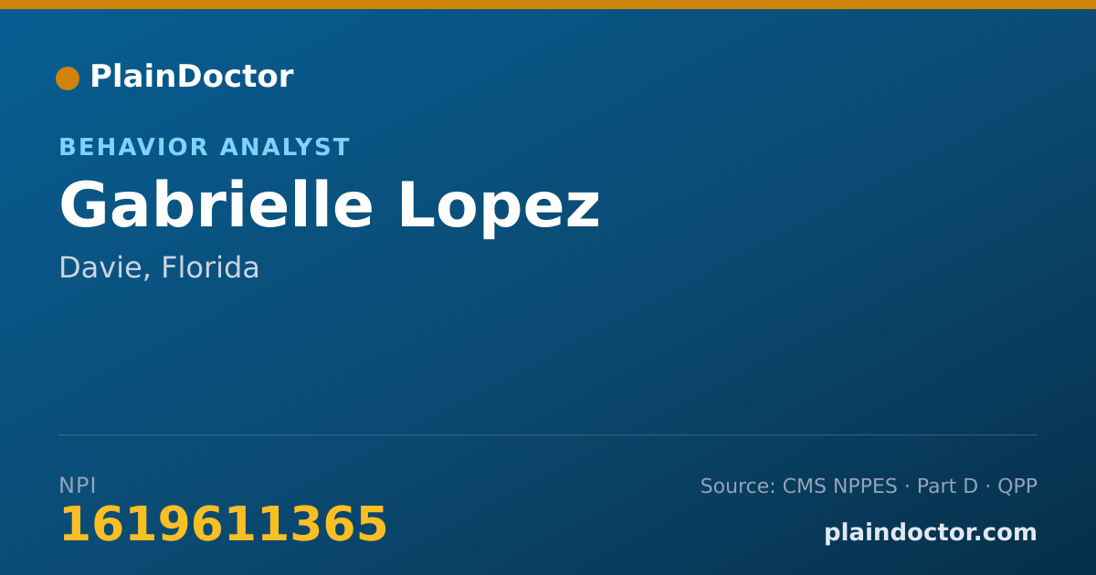 Shareable card for Gabrielle Lopez - Behavior Analyst, Davie, FL