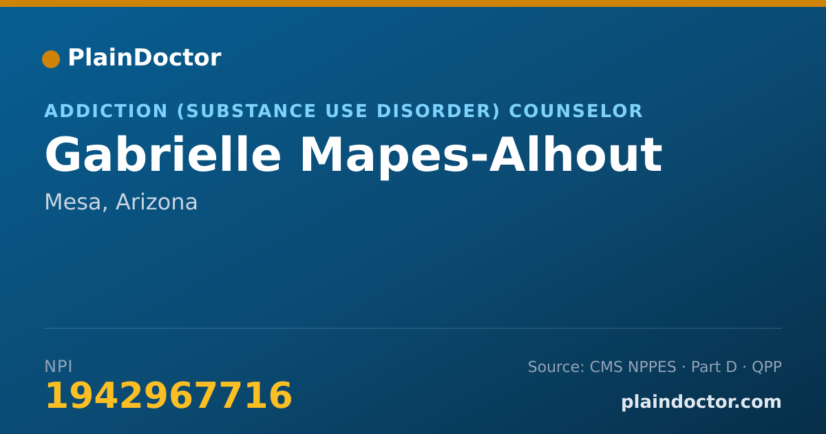 Shareable card for Gabrielle Mapes-Alhout - Addiction (Substance Use Disorder) Counselor, Mesa, AZ