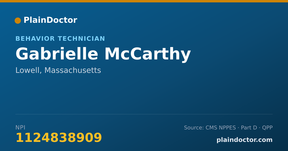 Shareable card for Gabrielle McCarthy - Behavior Technician, Lowell, MA