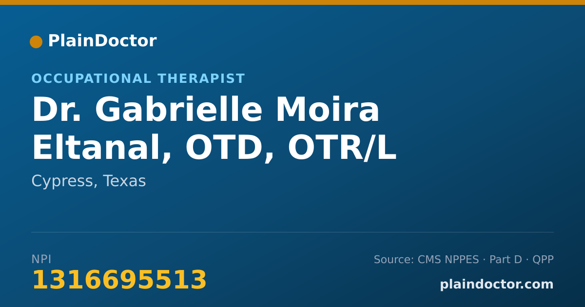 Shareable card for Gabrielle Moira Eltanal, OTD, OTR/L - Occupational Therapist, Cypress, TX