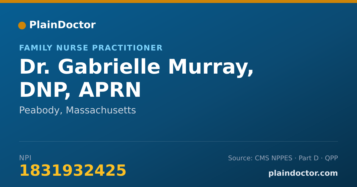 Shareable card for Gabrielle Murray, DNP,  APRN - Family Nurse Practitioner, Peabody, MA