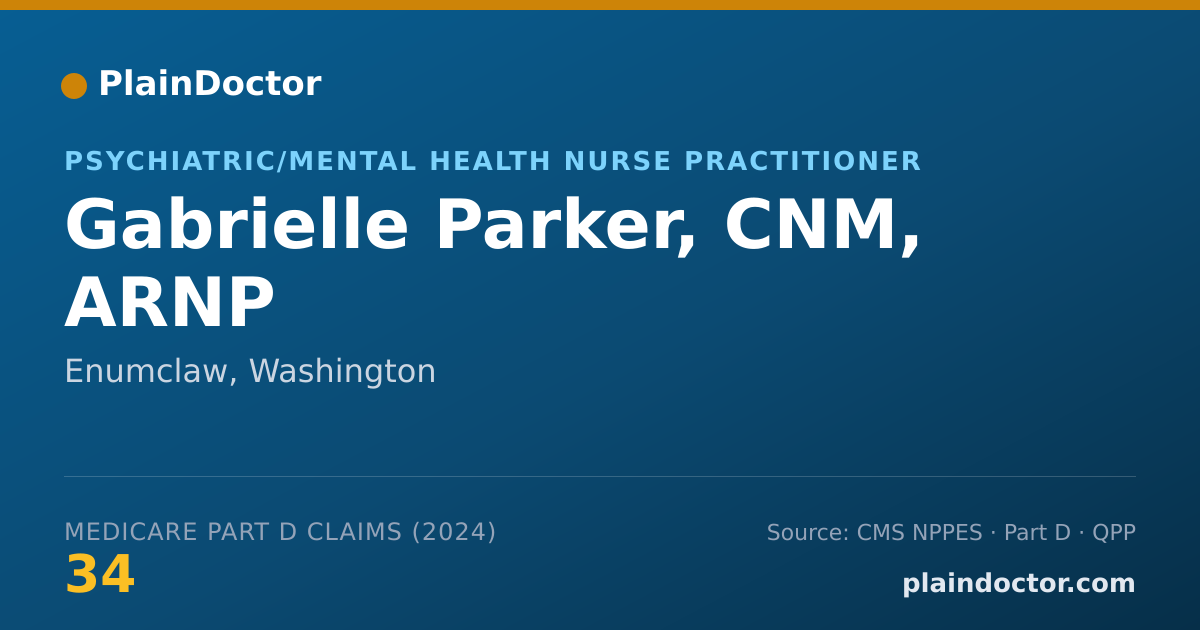 Shareable card for Gabrielle Parker, CNM, ARNP - Psychiatric/Mental Health Nurse Practitioner, Enumclaw, WA