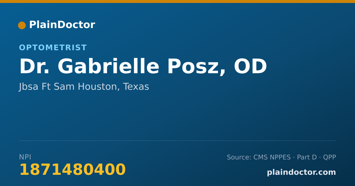 Shareable card for Gabrielle Posz, OD - Optometrist, Jbsa Ft Sam Houston, TX