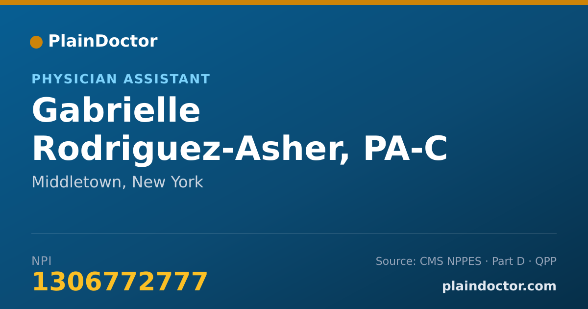 Shareable card for Gabrielle Rodriguez-Asher, PA-C - Physician Assistant, Middletown, NY